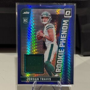 2024 Panini Donruss Optic Prizm Jordan Travis Jersey Threads Rookie Card. Mint